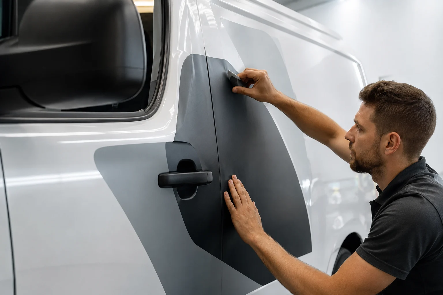 Instalacion profesional de vinilo en vehiculo comercial de empresa