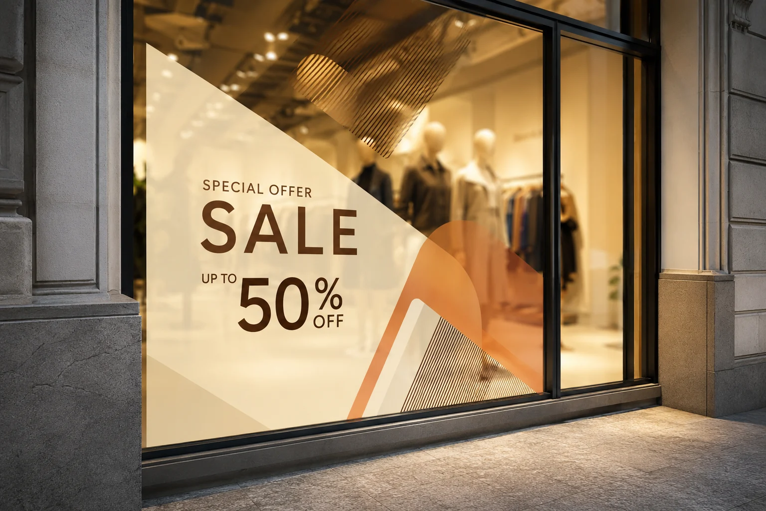 Vinilos comerciales para tiendas en escaparate de boutique